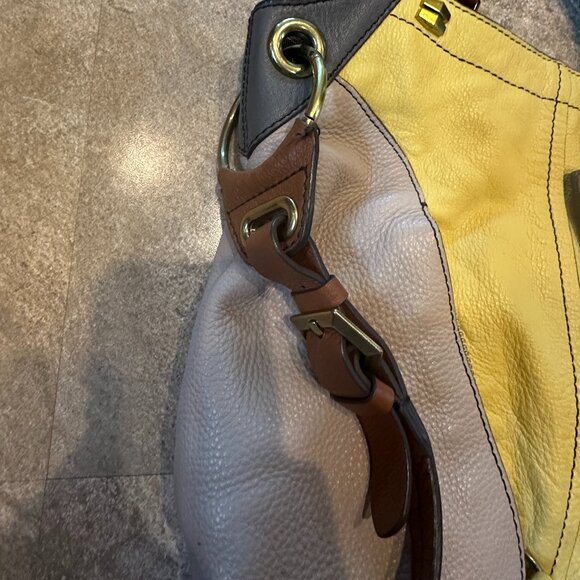 OrYany Handbag Victoria Dove Colorblock Pebble Grain Leather Bag Crossbody Hobo - Picture 10 of 16